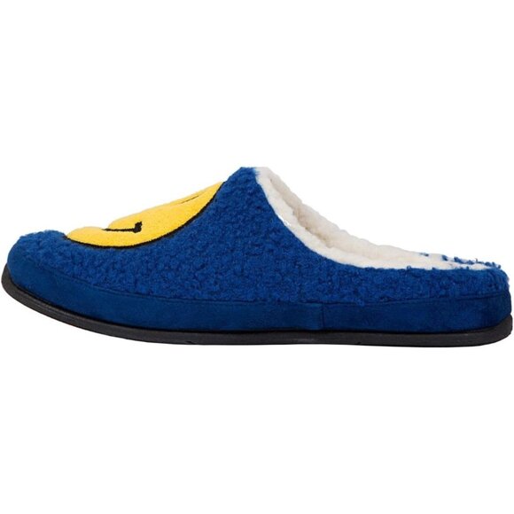 Deer Stags Mens Blue Smiley Face Cushioned Slipperooz Round Toe Slip on Slippers - Picture 4 of 4